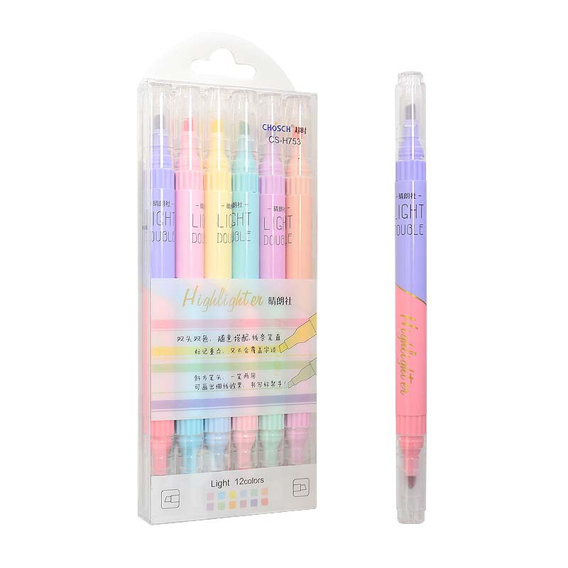 Pastel Highlighter Set Double Ended - Rotuladores de doble punta de 6