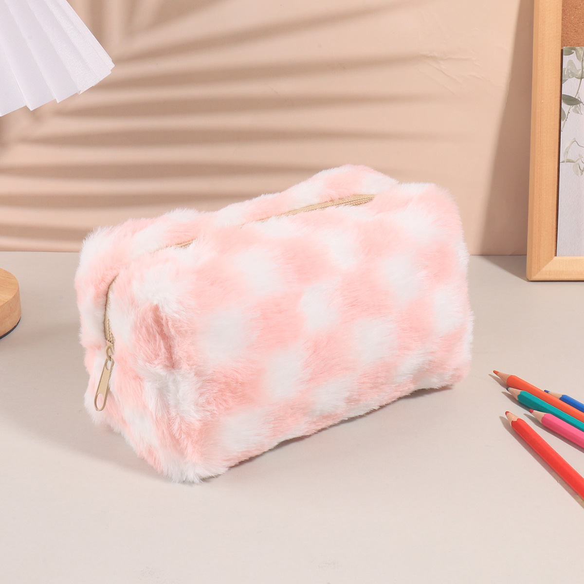 Aesthetic Large Pencil Case Pouch - Estuche de Lápices a Cuadros Coreano,