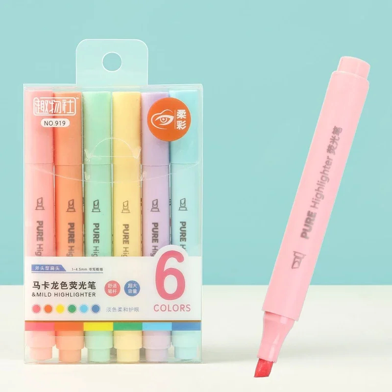 Pastel Highlighter Set Double Ended - Juego de 6 Marcadores Fluorescentes de