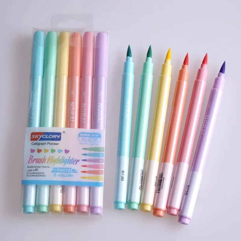6 unids/set pincel resaltador  - Pastel Highlighter Set Double Ended reseña y precio