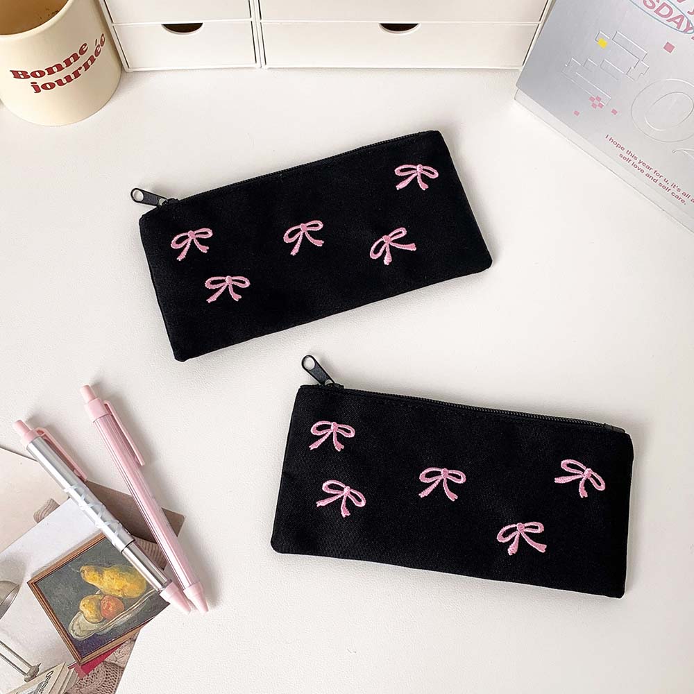 Bolsa de papelería con lazo, e - Aesthetic Large Pencil Case Pouch reseña y precio