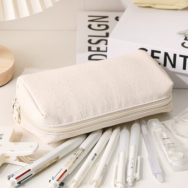 Estuche de Lápices de Cuero Cr - Aesthetic Large Pencil Case Pouch reseña y precio