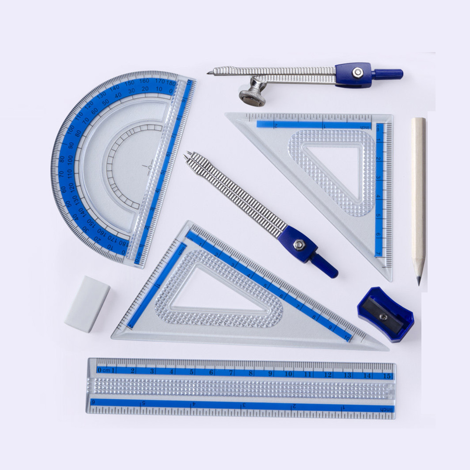 Juego de geometría de 10 pieza - Math Geometry Set With Compass reseña y precio